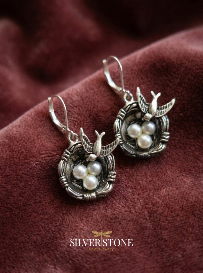 Auskarai "Silver Nest"