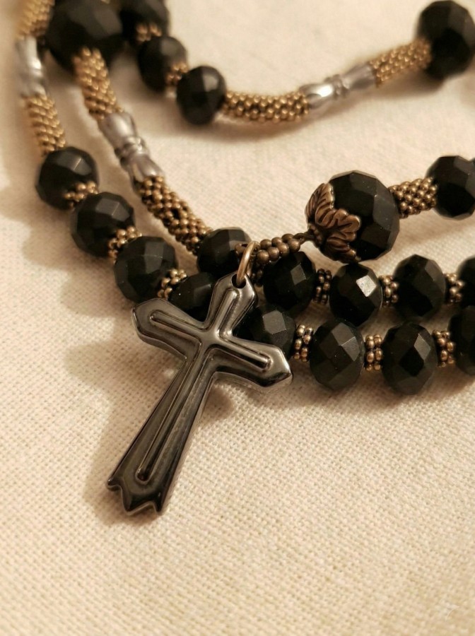Rosary "Hematite cross"