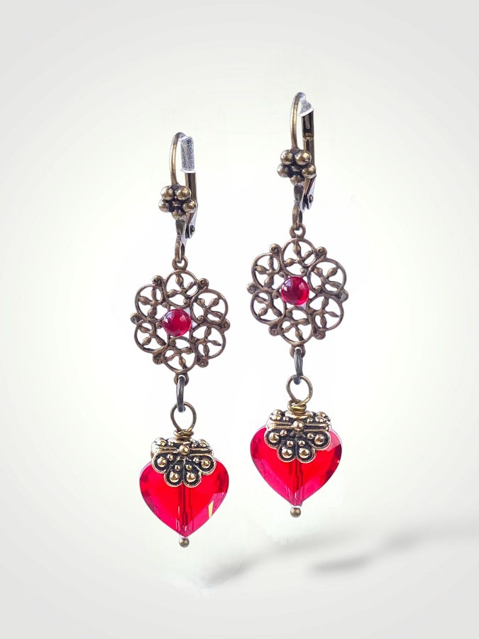 Auskarai "Vintage Hearts"
