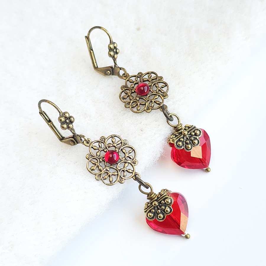 Auskarai "Vintage Hearts"