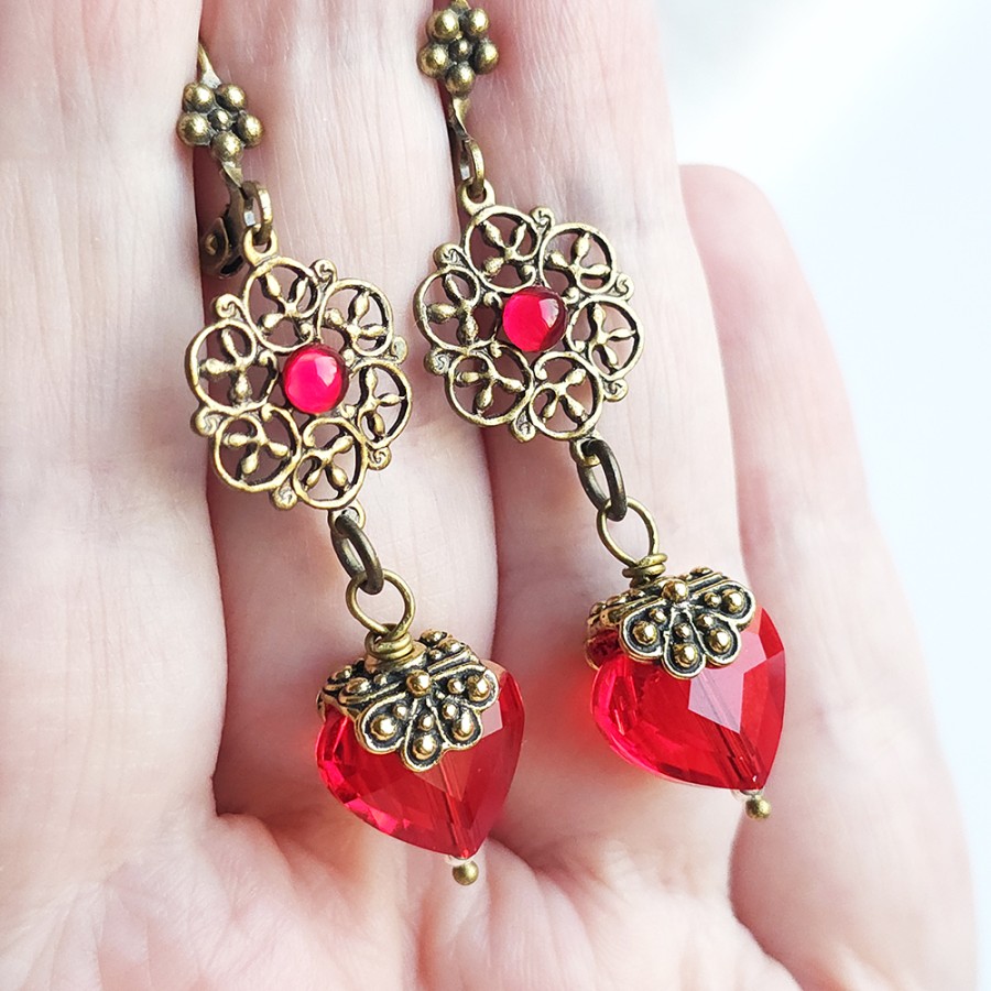 Auskarai "Vintage Hearts"